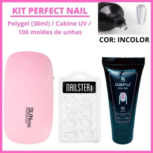 Kit Perfect Nail (Polygel + Cabine UV + 100 moldes)