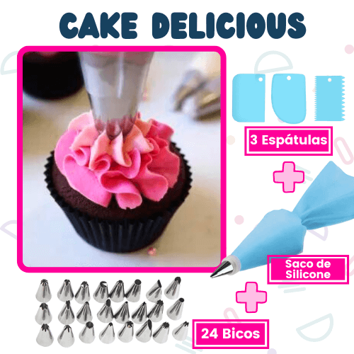 Kit Cake Delicious- 24 Bicos + 3 Espátulas + Saco de Silicone