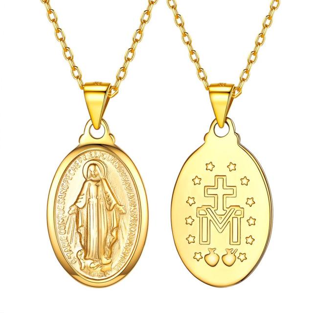 Colar + Medalha Virgem Maria - Banhado a Ouro